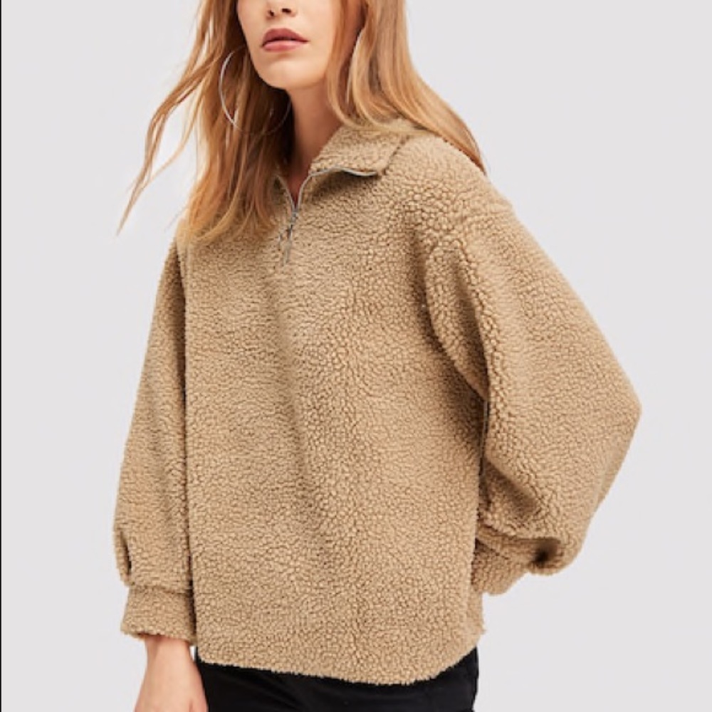 Zip Half Placket Teddy Jacket